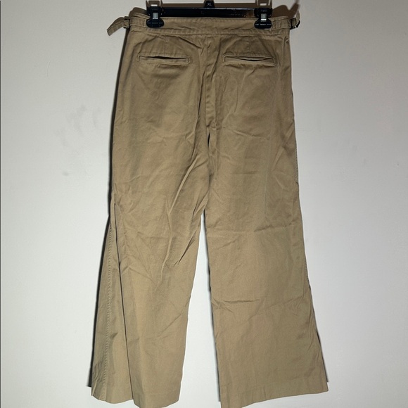 L‎ L Bean Women Khaki Belted Wide Leg Cotton Pants Size 6 - Picture 2 of 8